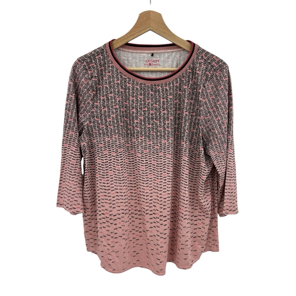 Olsen Pink and Black Abstract Print Top